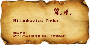 Milankovics Andor névjegykártya